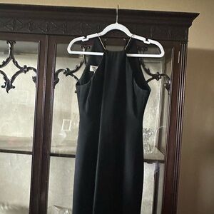 Black Sleeveless Halter Dress with gold fastening